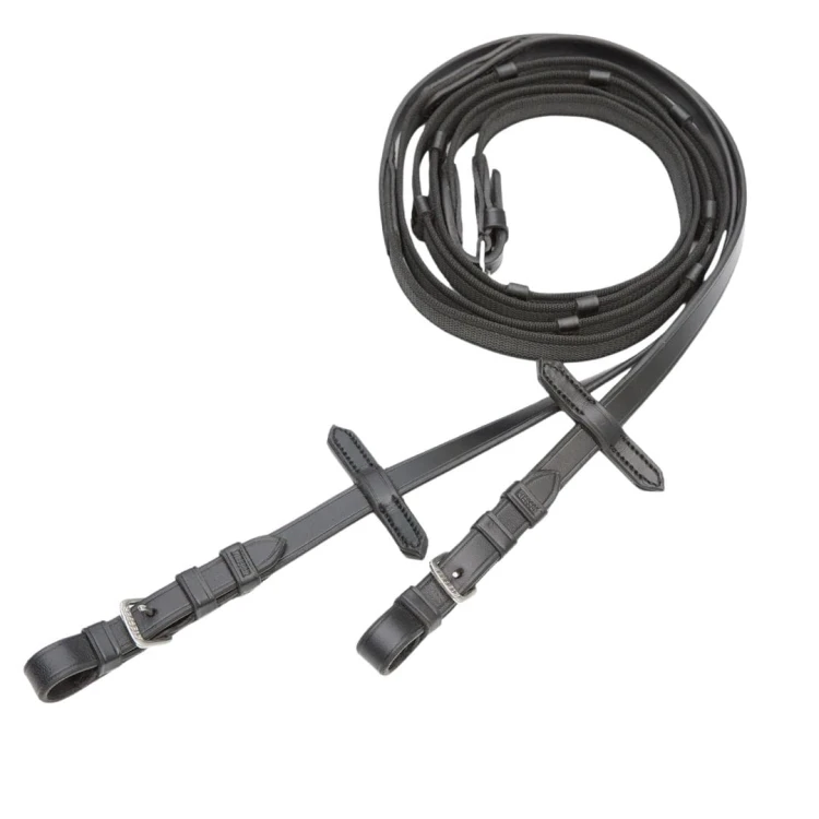 Wodze parciane gumowane ze stoperami Kieffer Snaffle Reins