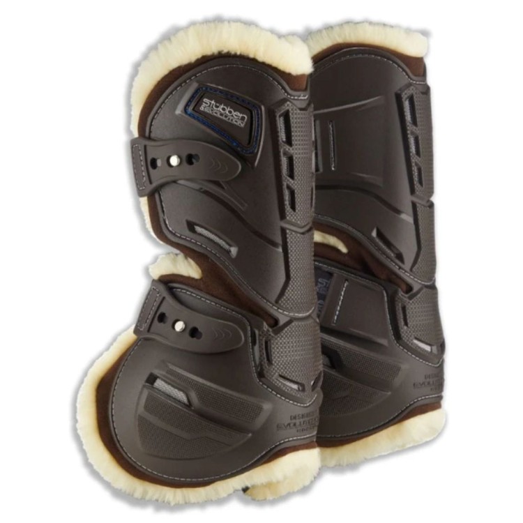 Ochraniacze na przody z futrem Stubben Hybrid Tendon Boots Fleece brąz