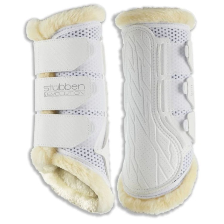 Ochraniacze treningowe z futrem Stubben Airflow Brushing Boots Fleece białe