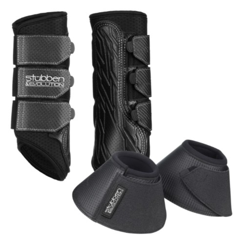 Zestaw ochraniaczy i kaloszków treningowych Stubben Airflow Brushing Boots &amp; Gravity Over Reach Boots