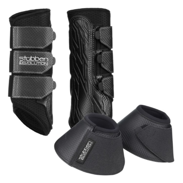 Zestaw ochraniaczy i kaloszków treningowych Stubben Airflow Brushing Boots &amp; Gravity Over Reach Boots